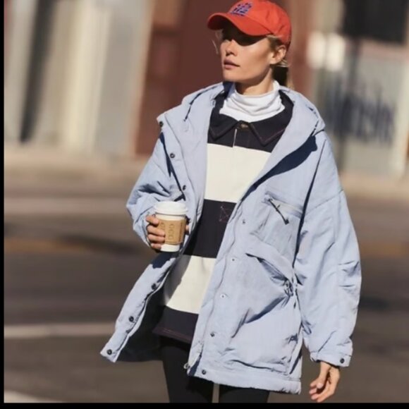 FREE PEOPLE FP MOVEMENT BILLIE BOXIE LAVENDER CINCHED PARKA HOOD OVERSIZE JACKET - Picture 4 of 12